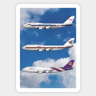 Thai Airways 3 Liveries 747-D7 Sticker